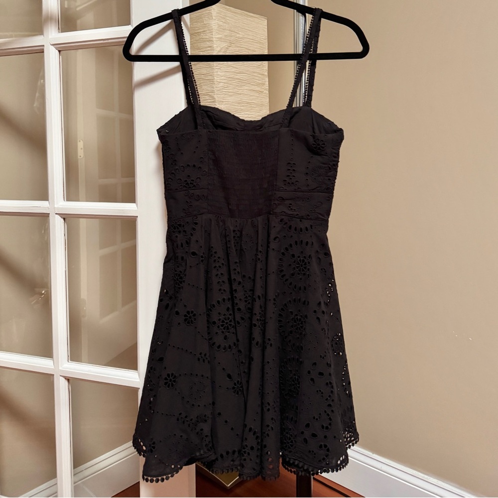 Zara Embroidered Eyelet Corset Black Dress - Picture 2 of 5